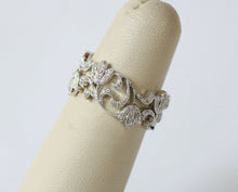 Load image into Gallery viewer, Beautiful Ladies Floral Filagree Diamonds 18K White Gold Ring
