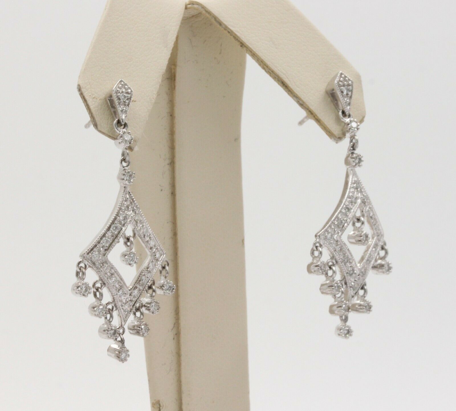 Vintage 14K Chandelier Diamond Drop Earrings