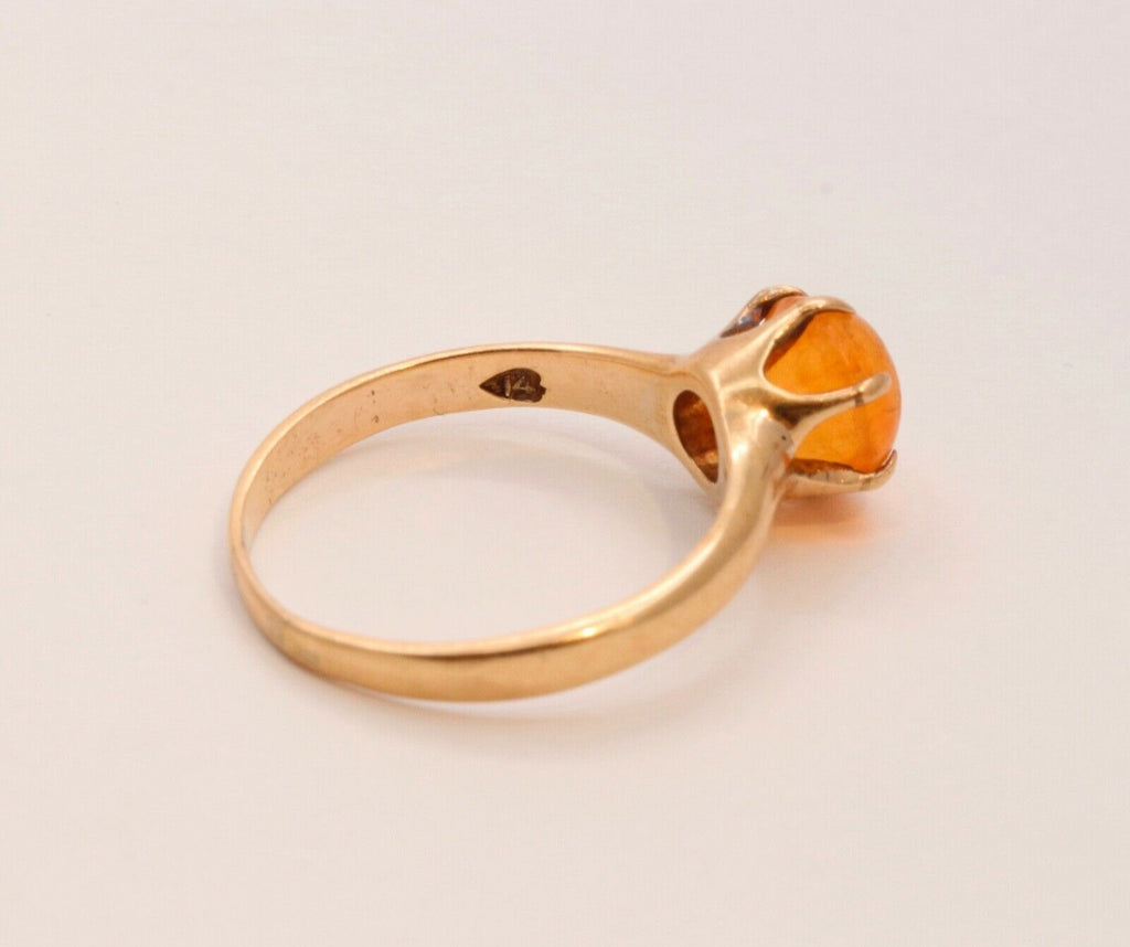 Victorian Mexican Opal Solitaire 14K Yellow Gold Ring