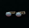 Vintage Synthetic Opal 14K Yellow Gold Lever Back Earrings