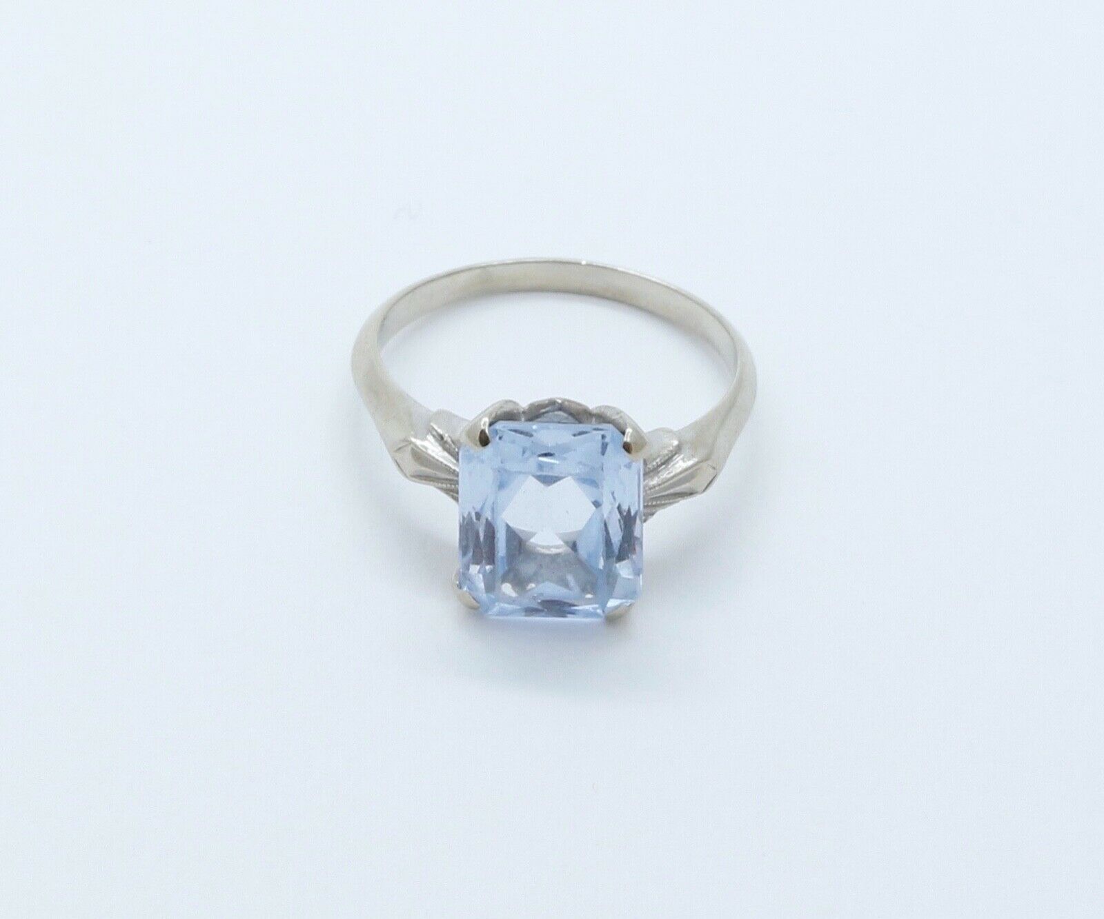 Art Deco Aquamarine 14K Yellow White Gold Cocktail Ring
