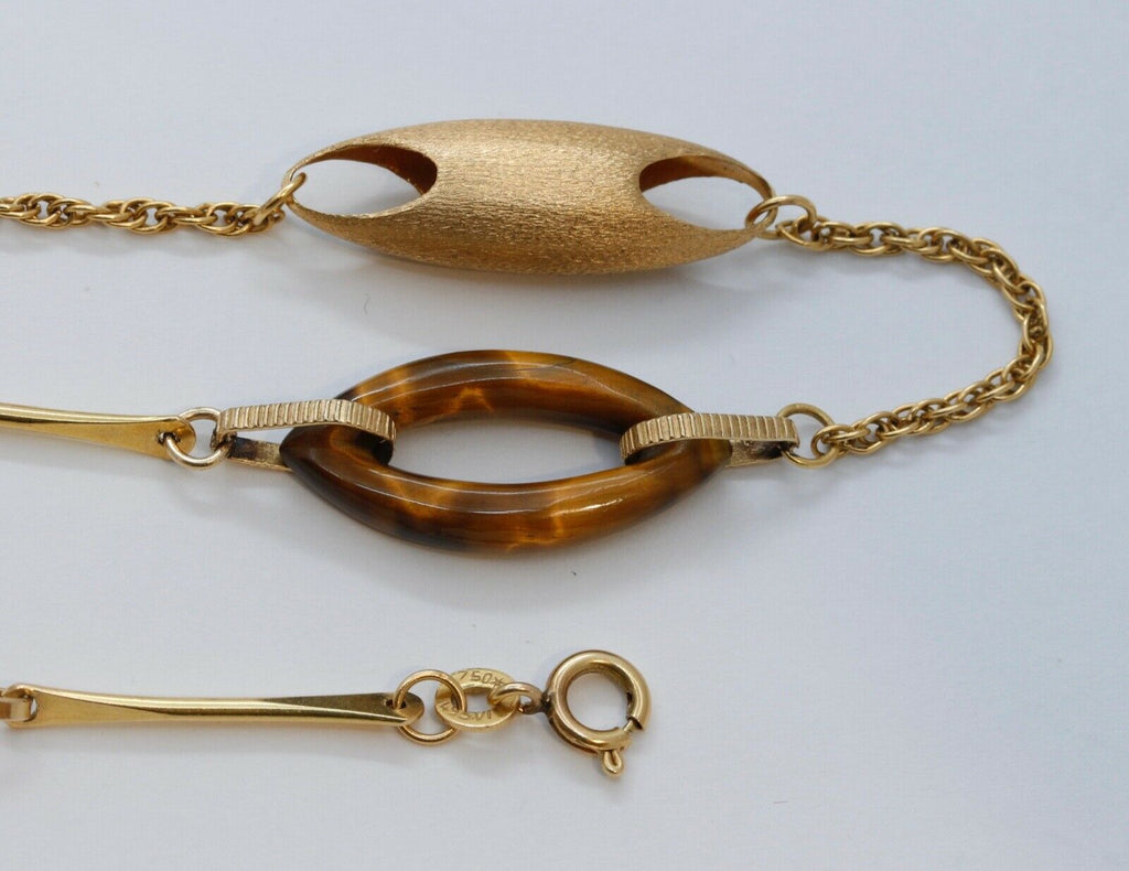 Rare and Unique Tiger Eye 18K Yellow Gold Necklace