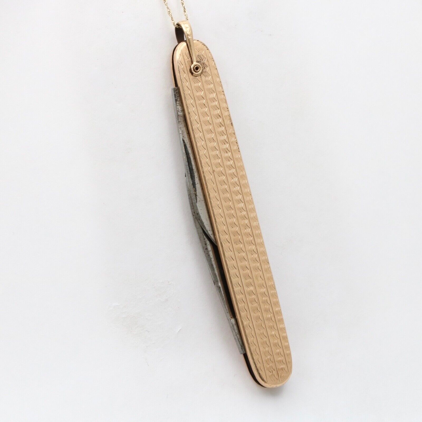 Vintage 12K Yellow Gold & Stainless steel Knife Pendant