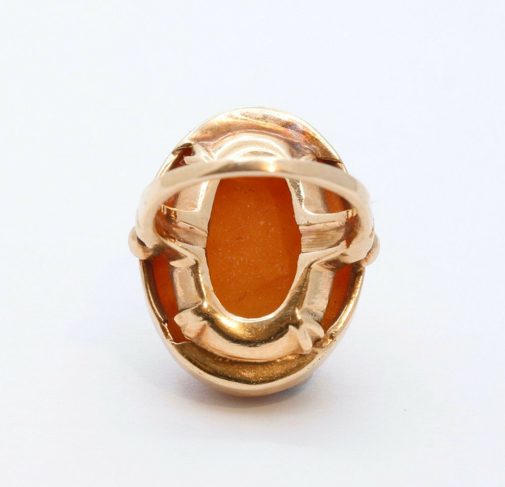 Victorian Ladies Natural Amber 14K Yellow Gold Ring