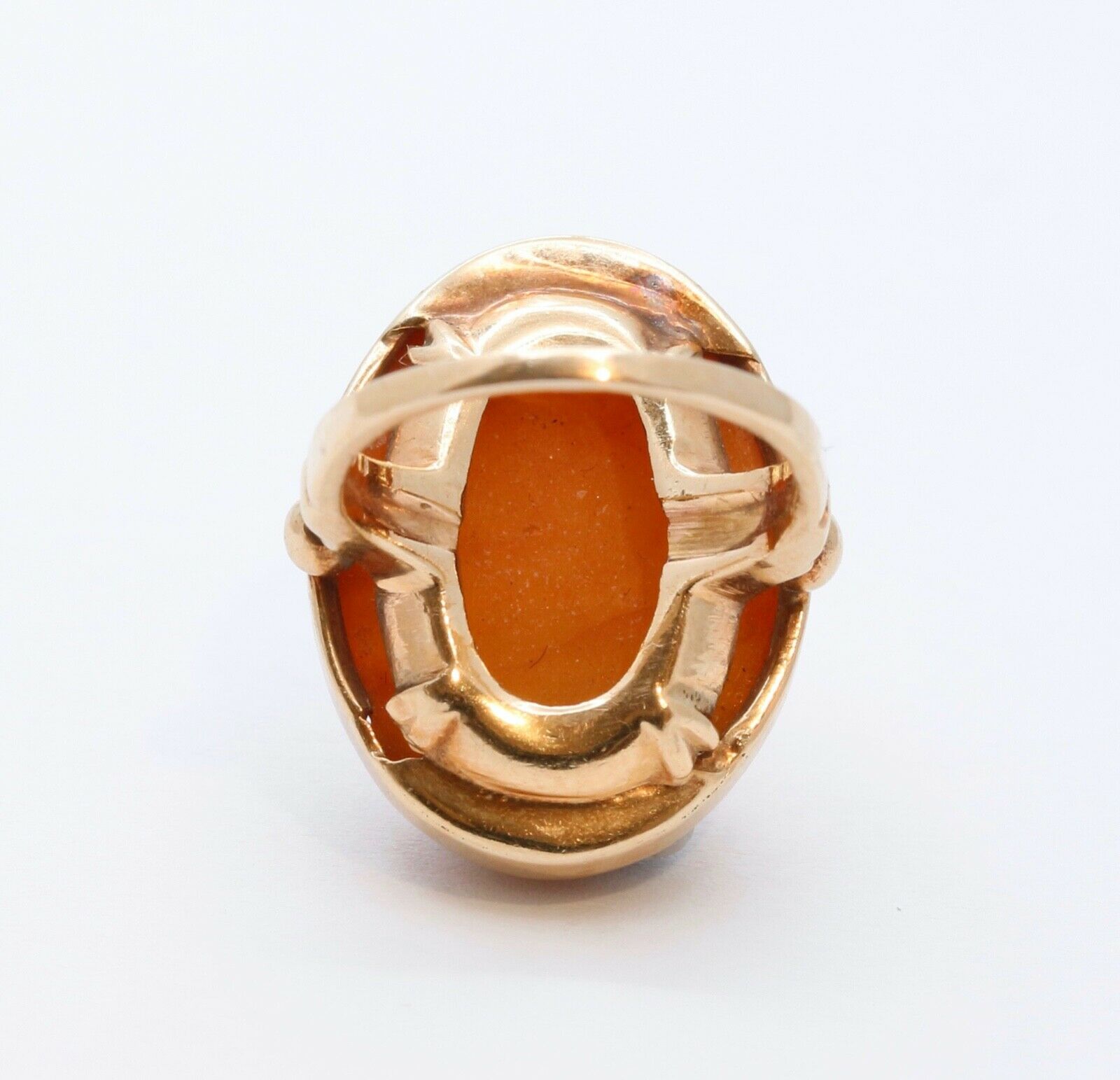 Victorian Ladies Natural Amber 14K Yellow Gold Ring