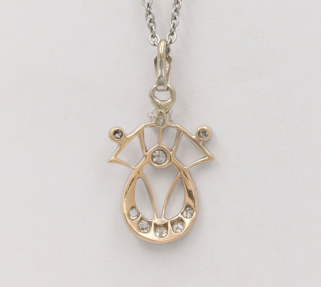 Art Deco Recreation Diamonds Platinum 14K Yellow Gold Pendant
