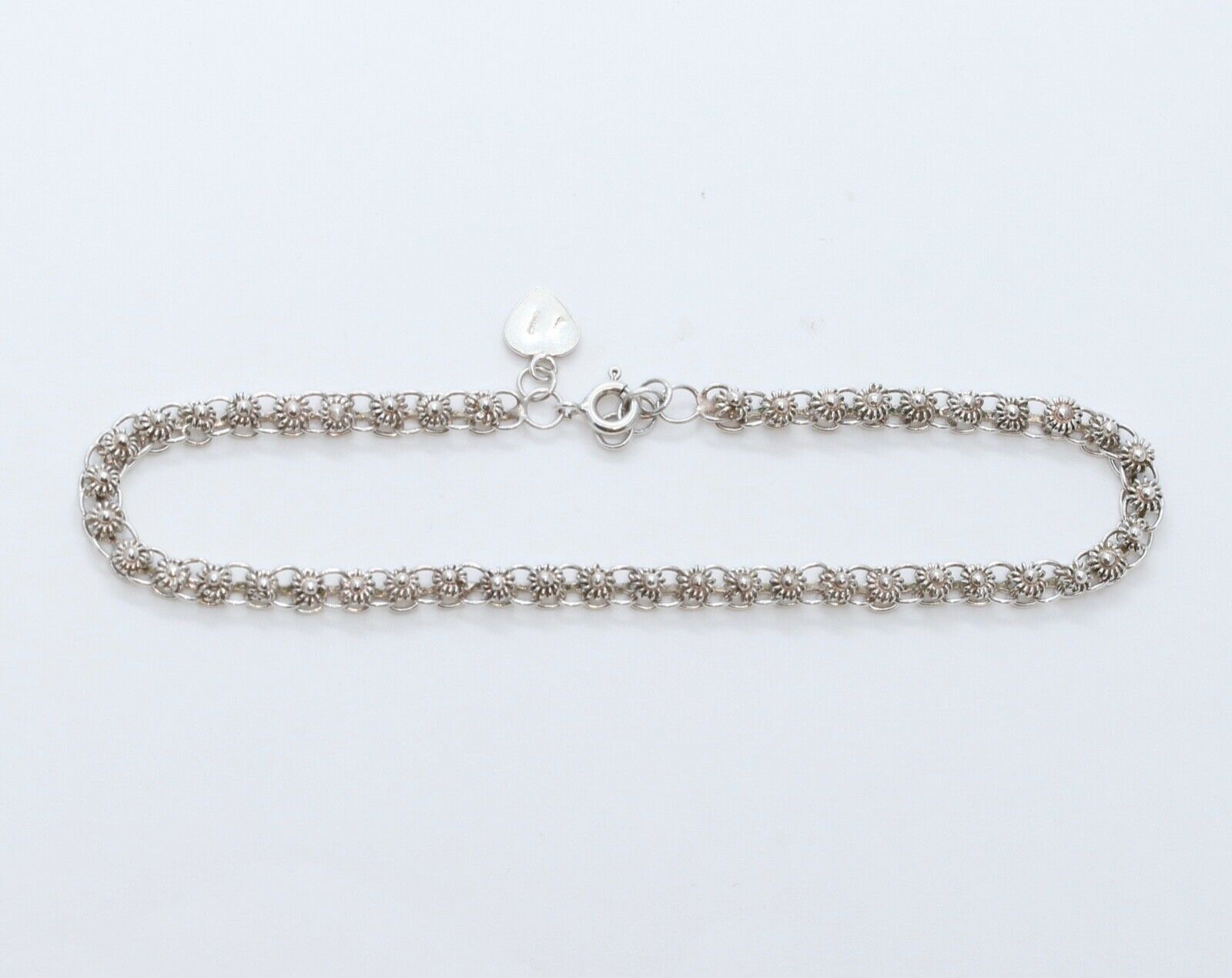 Beautiful Vintage Art Deco Style Floral Wrist Ankle Bracelet Sterling Silver 925