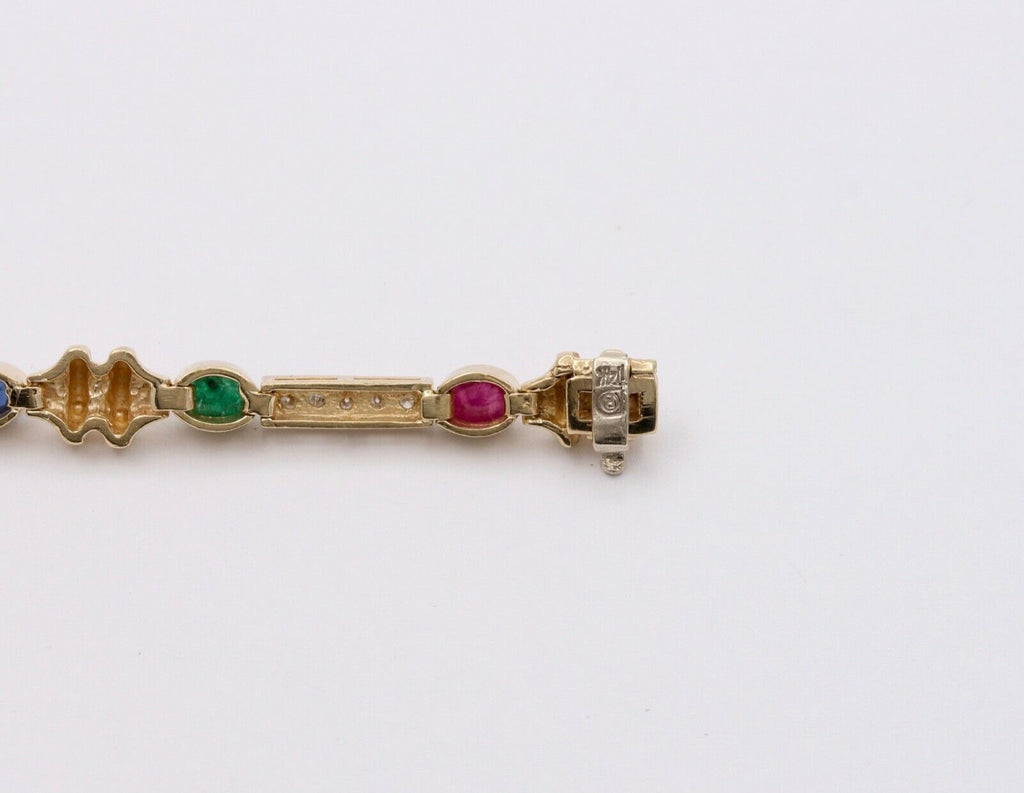 Vintage Unique Multi Stone 14k Yellow Gold Bracelet