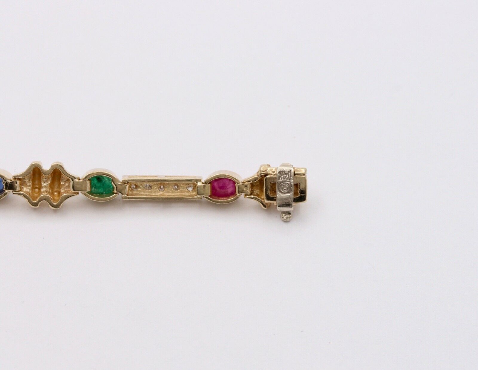 Vintage Unique Multi Stone 14k Yellow Gold Bracelet