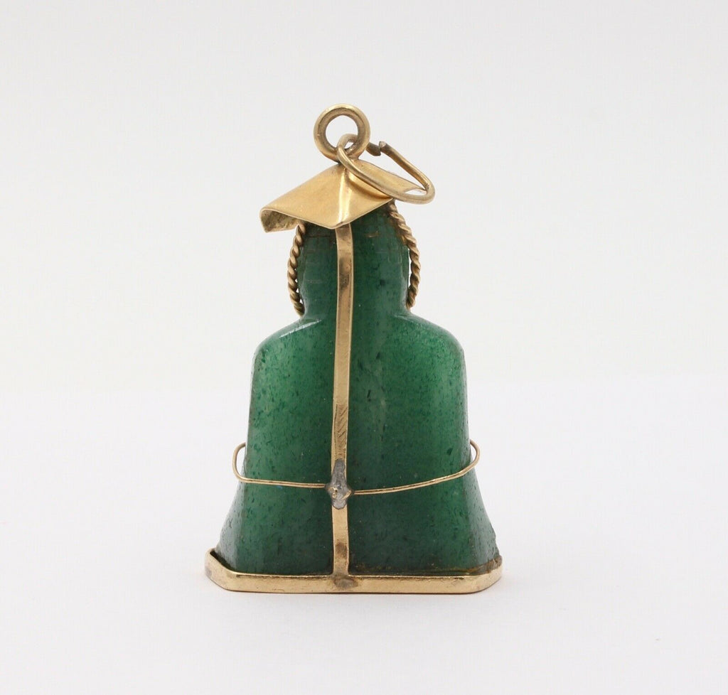 Vintage Buddha Jade 18K Yellow Gold Pendant