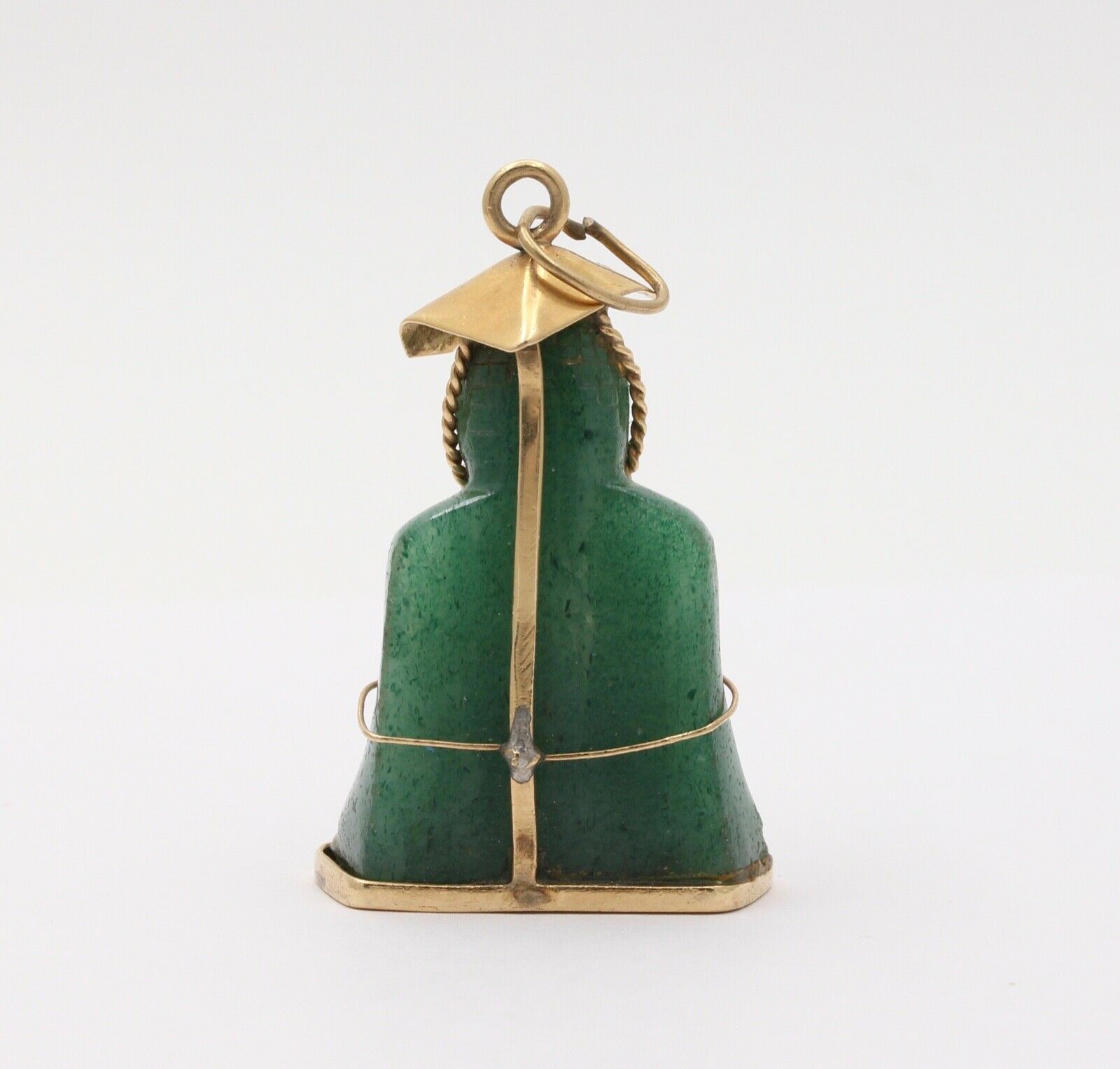Vintage Buddha Jade 18K Yellow Gold Pendant