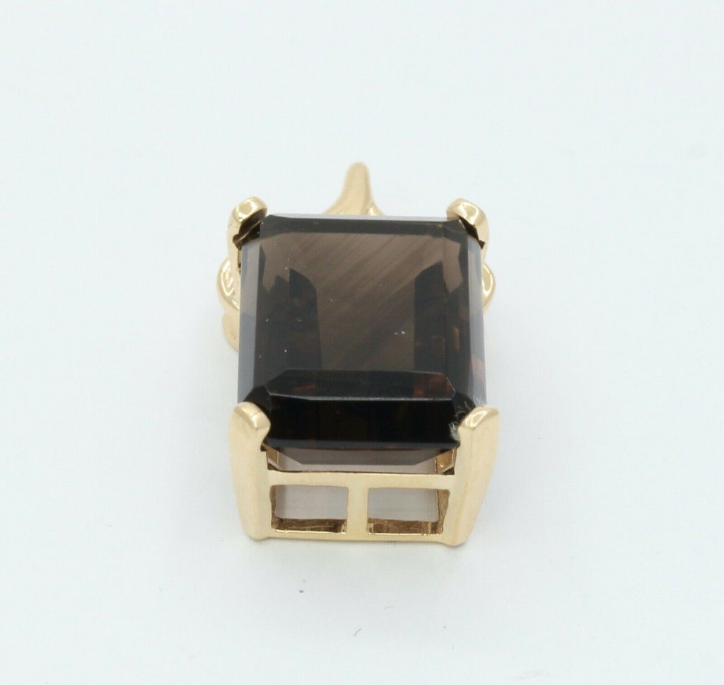 Vintage Smoky Quartz 14K Yellow Gold Pendant
