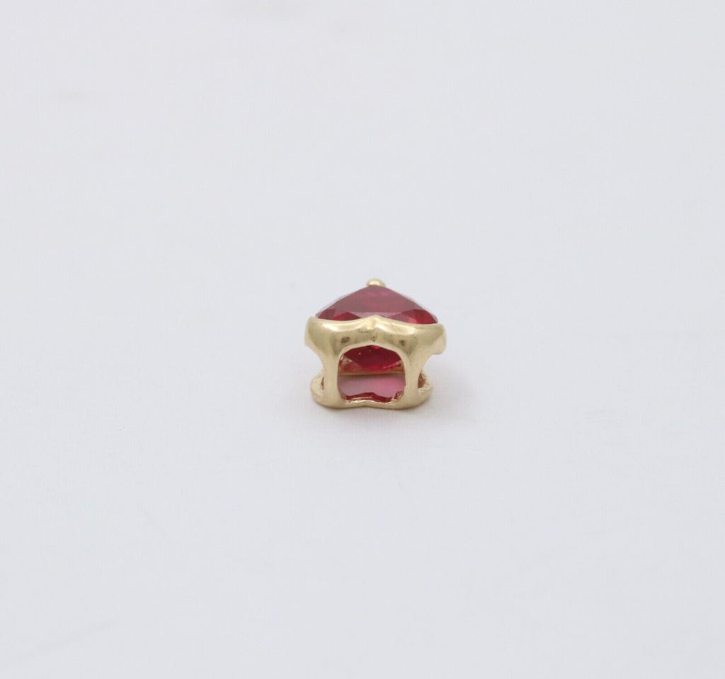 Vintage Heart Lab Ruby 10K Yellow Gold Pendant