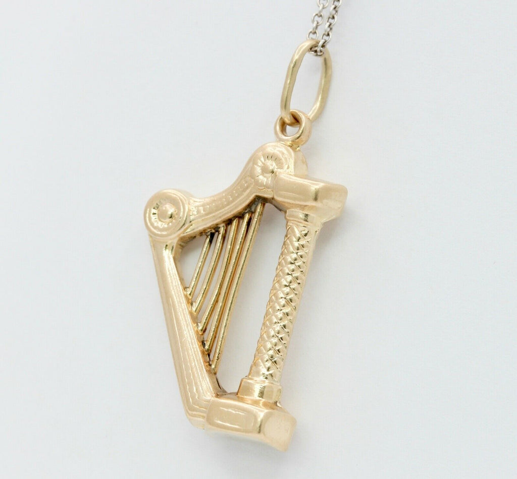 Vintage 14K Yellow Gold Golden Harp Pendant Charm