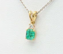 Load image into Gallery viewer, Vintage 18K Yellow Gold Emerald Diamond Pendant
