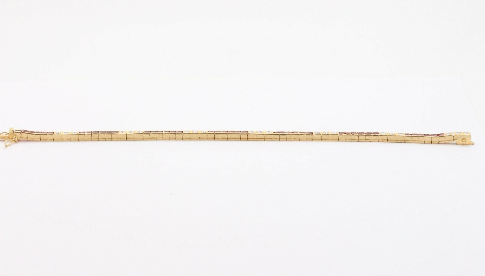 Vintage 18K Yellow Gold Ruby Diamond Tennis Bracelet