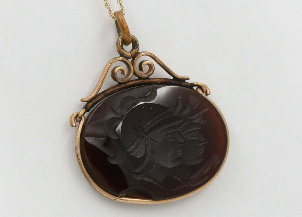 Vintage Gold Filled Intaglio Agate Pendent