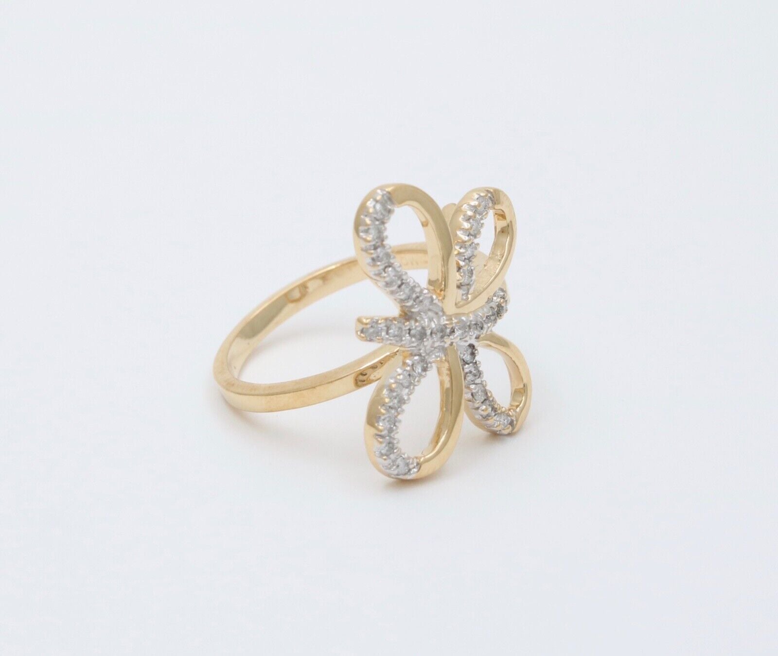 Vintage 14K Gold Diamond Butterfly Ring, Ring