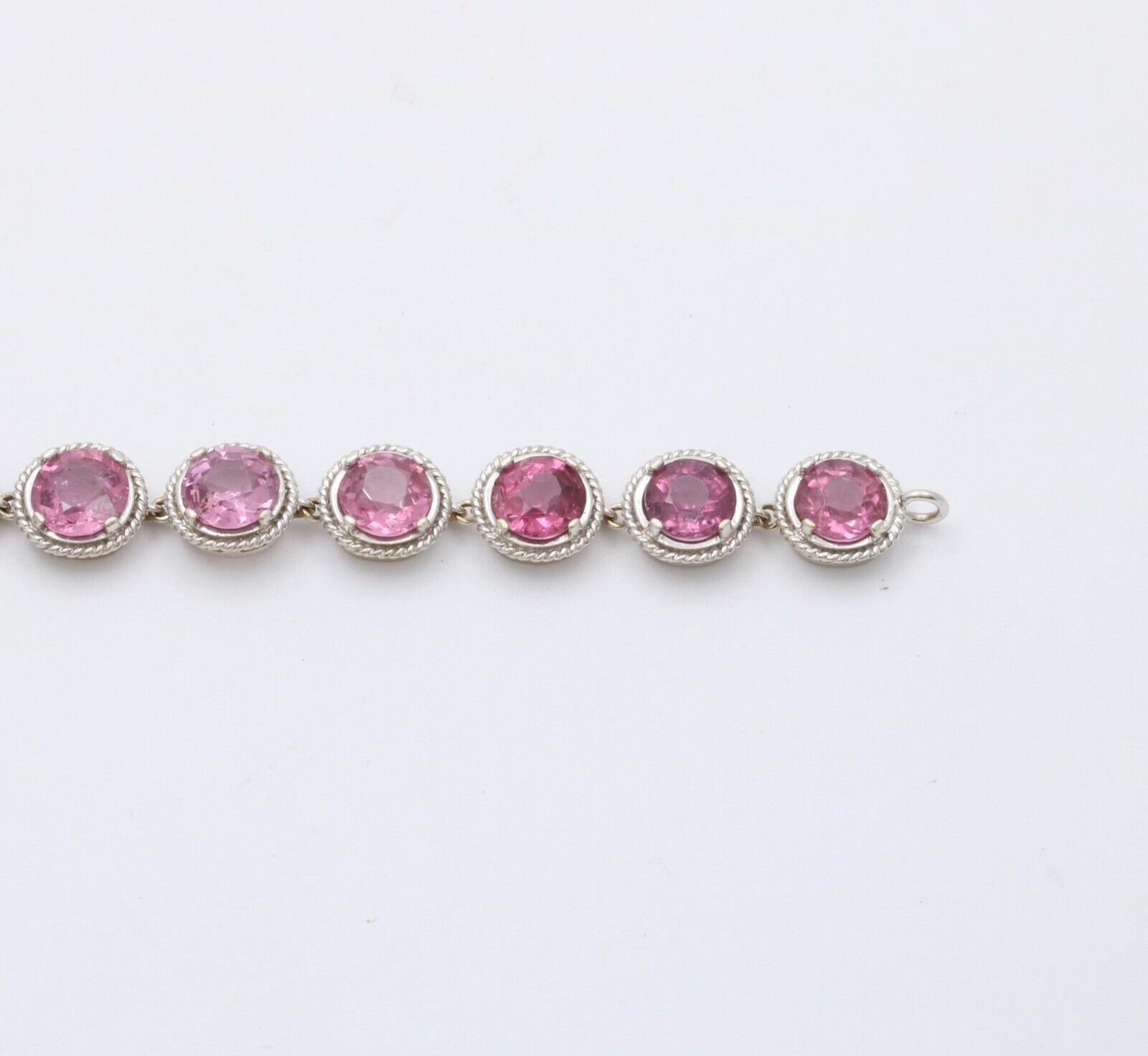 Vintage Pink Tourmaline 22K White Gold Tennis Bracelet