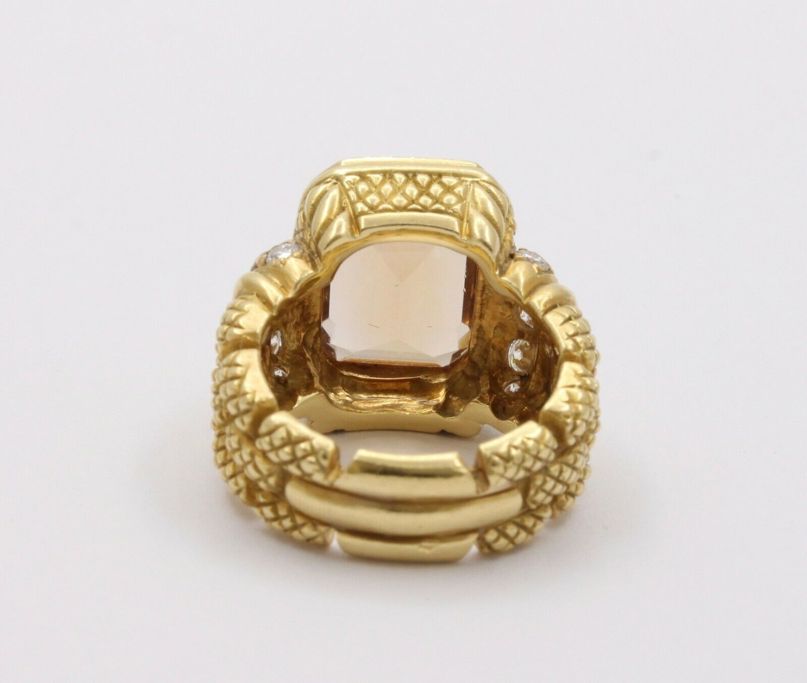 Vintage 18K Yellow Gold Judith Ripka Citrine Diamond Ring