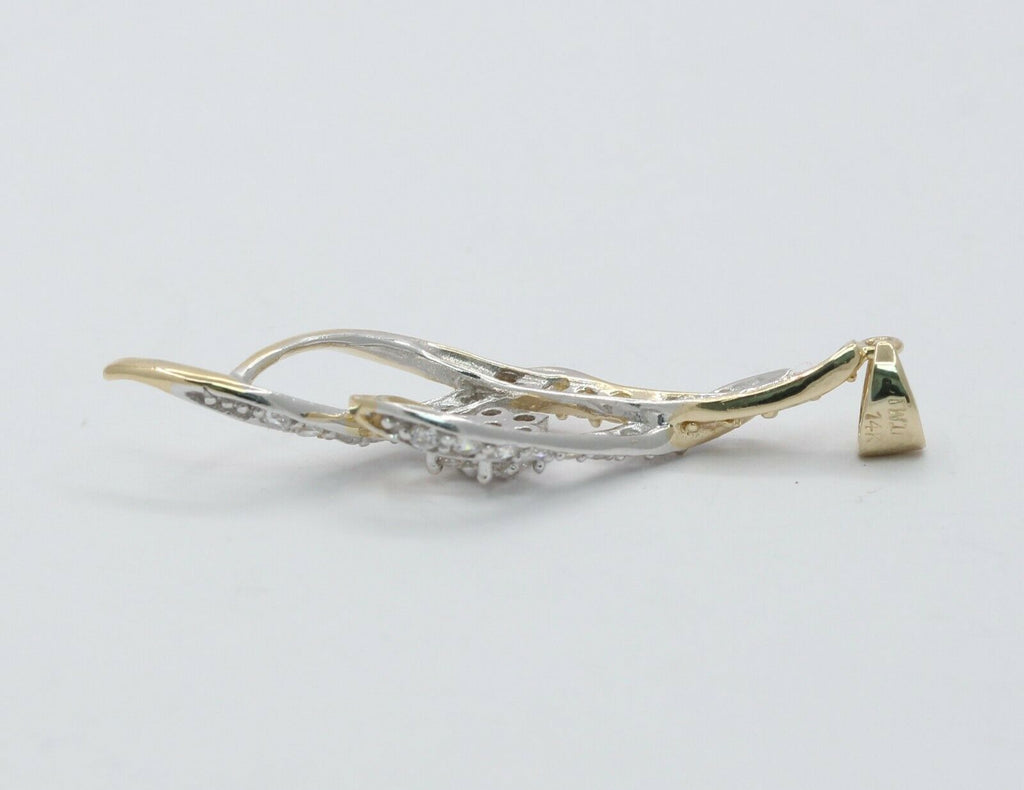 Vintage 14K Yellow Gold Diamond Musical Note Pendant