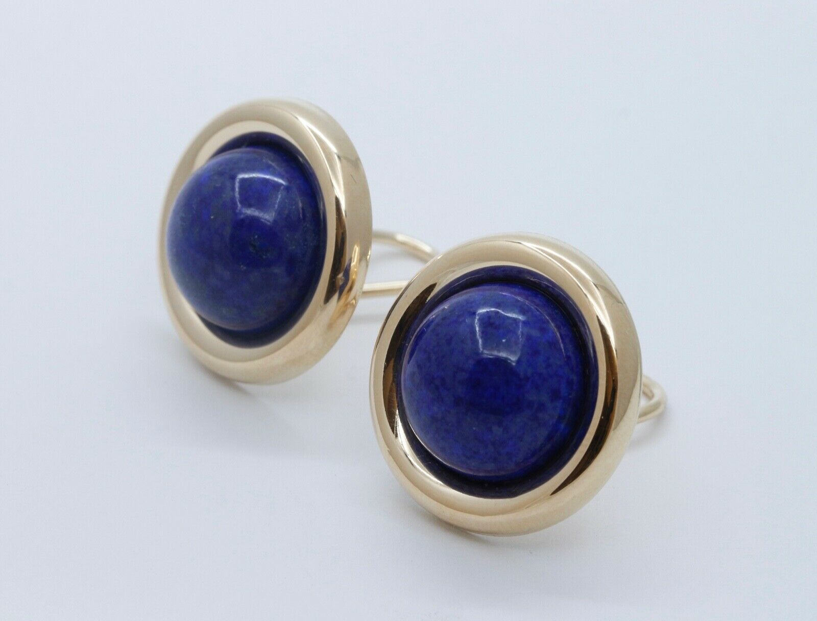 Vintage Lapis Lazuli 14K Yellow Gold French Clip Earrings
