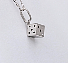 Load image into Gallery viewer, Vintage Dice 14K White Gold Unisex Pendant Charm
