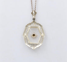 Load image into Gallery viewer, Art Deco 10K Gold Camphor Glass Diamond Pendant.
