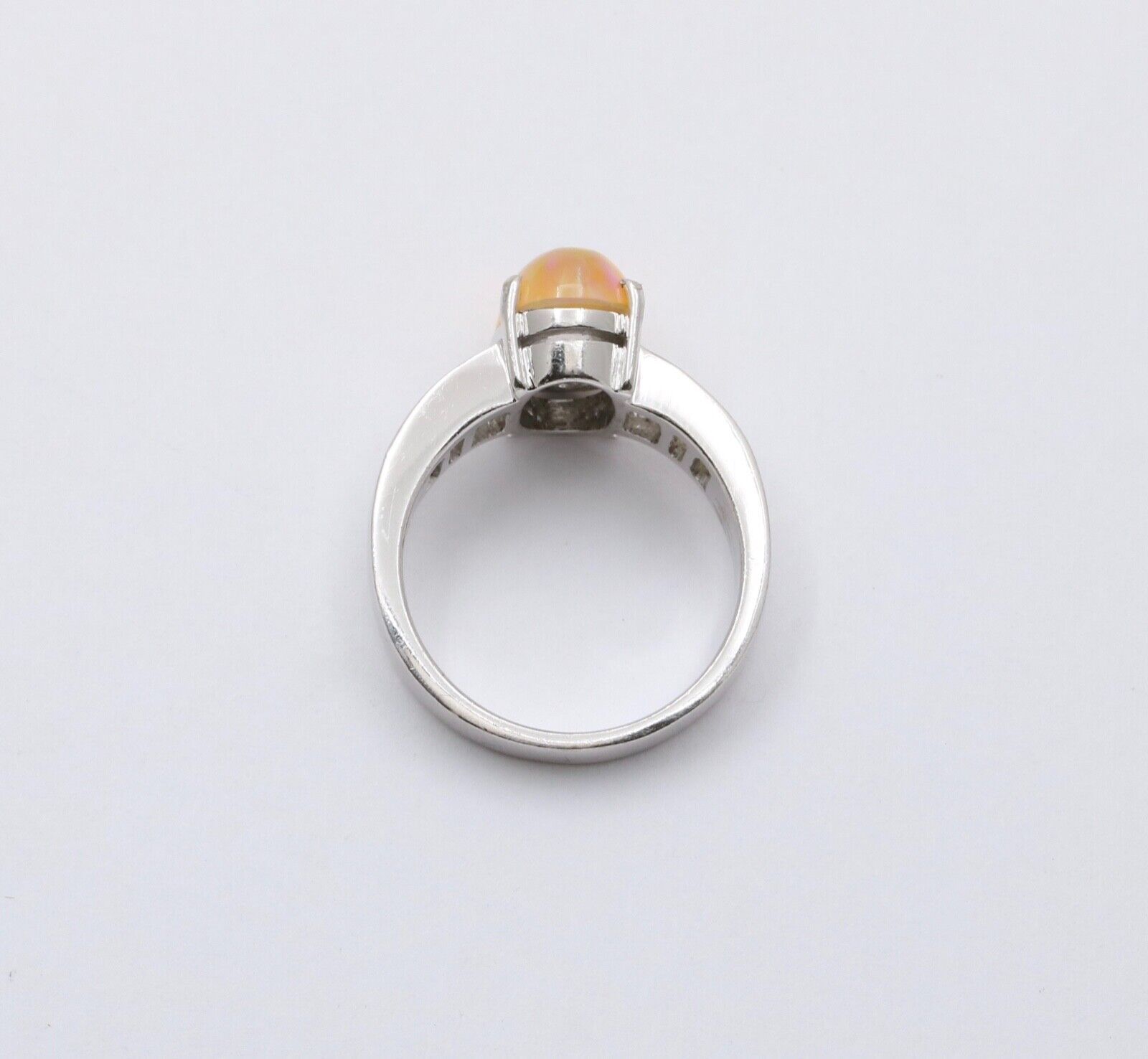 Vintage 18K White Gold Ethiopian Opal and Diamond Alternative Engagement Ring