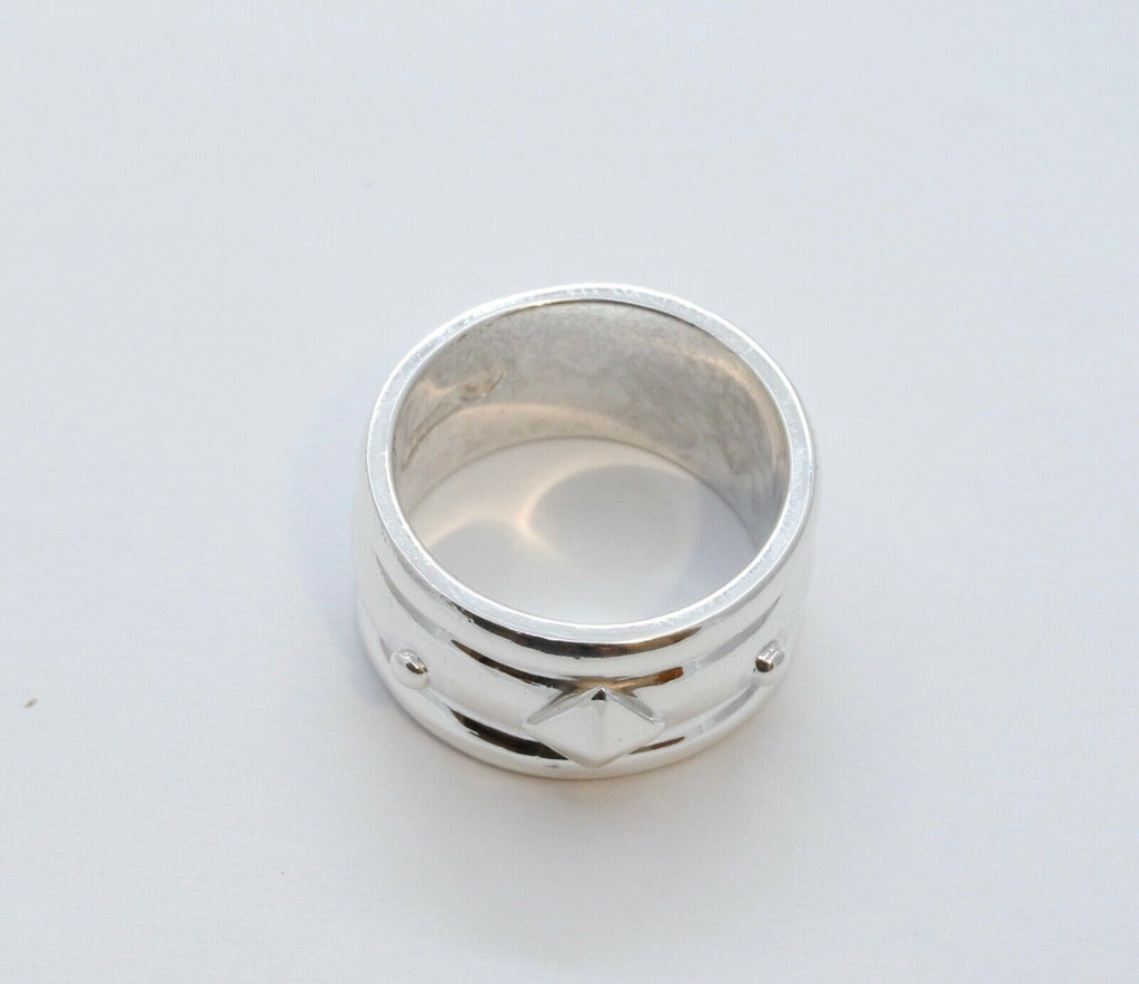 Vintage Pyramid Beads Ring Sterling Silver 925
