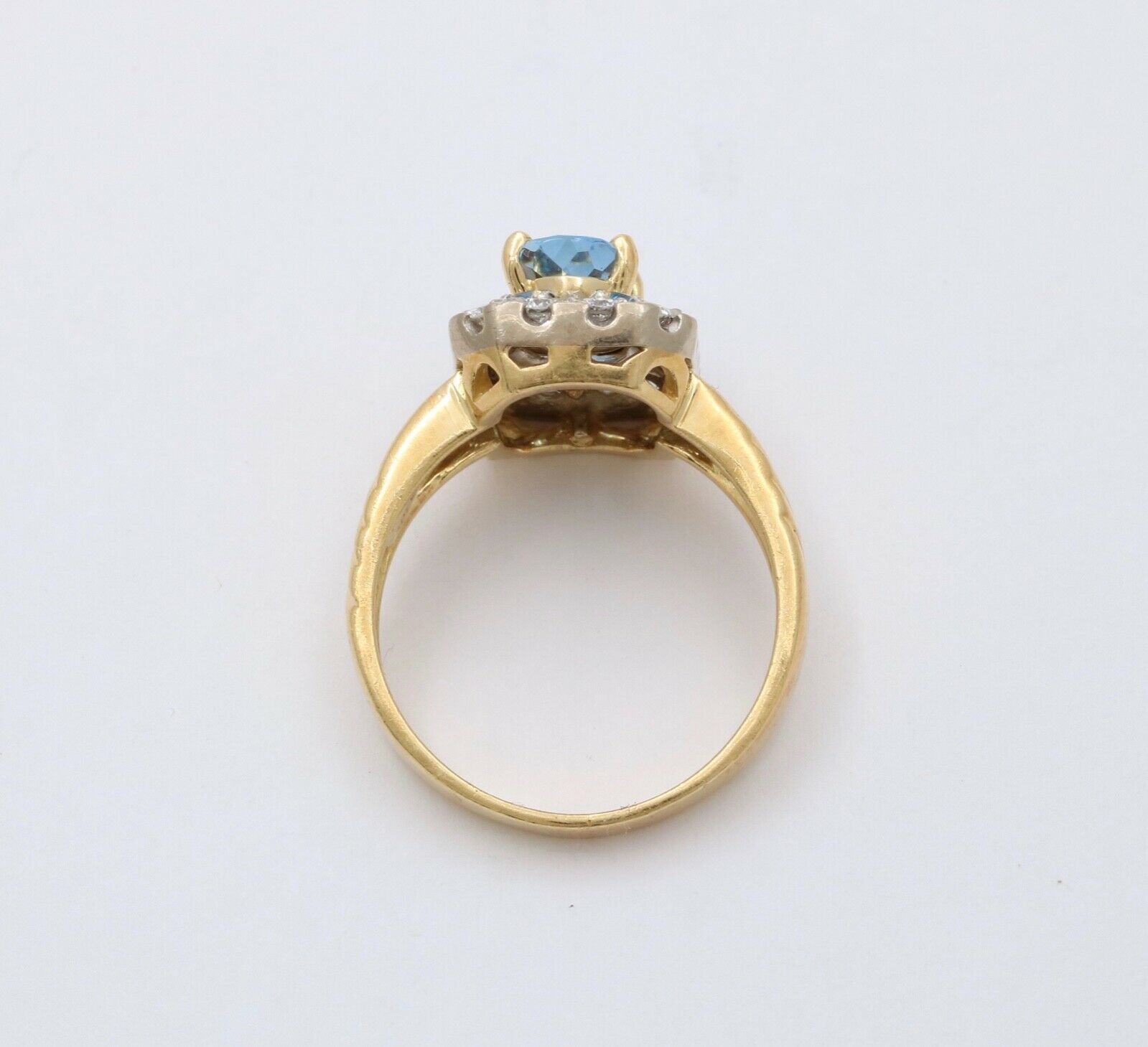 Topaz Diamonds 18K Yellow White Gold Halo Ring