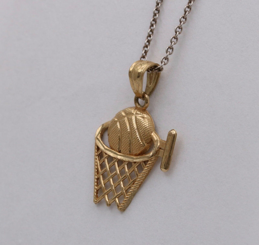 Vintage 10K Yellow Gold Basketball Hoop Charm, Pendant.