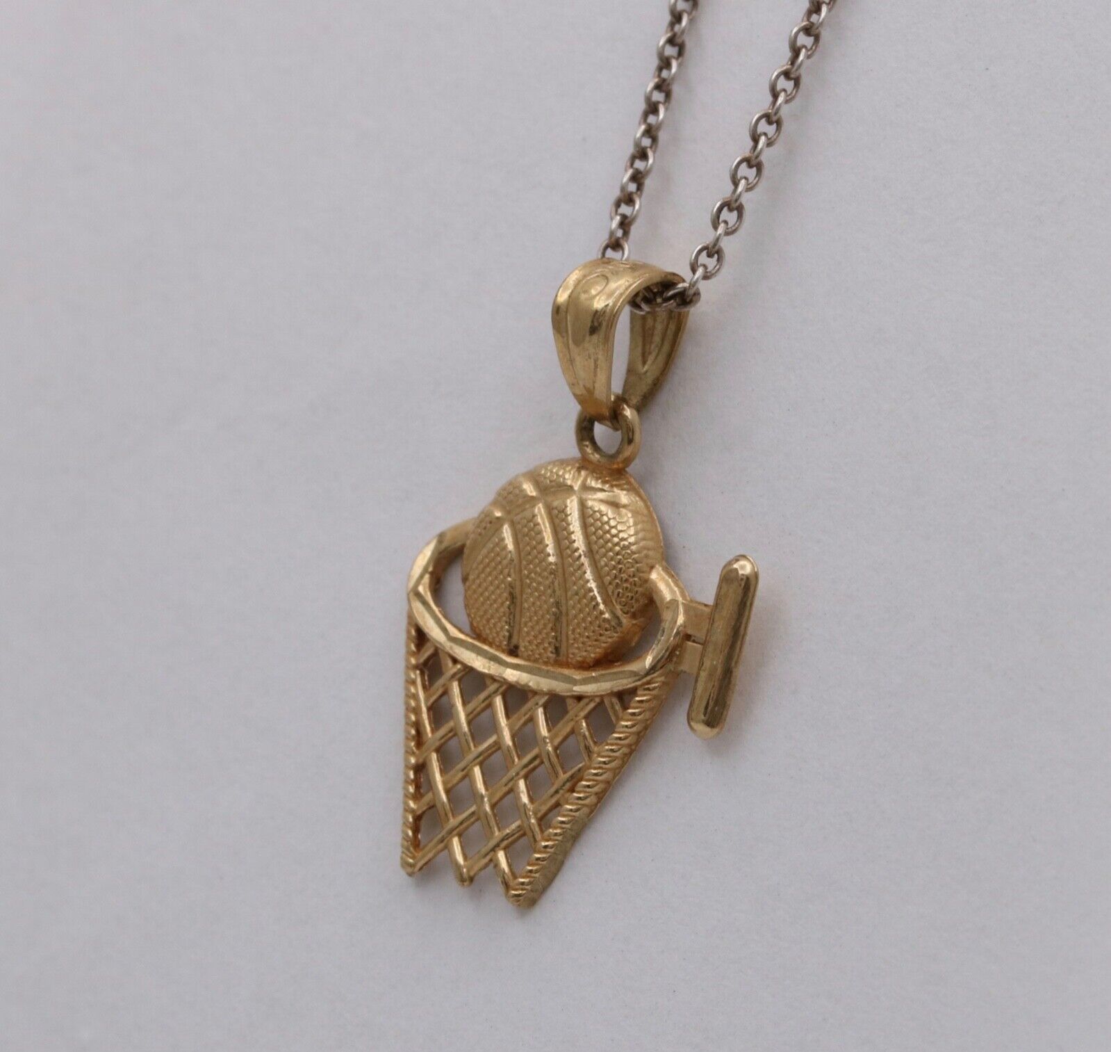 Vintage 10K Yellow Gold Basketball Hoop Charm, Pendant.