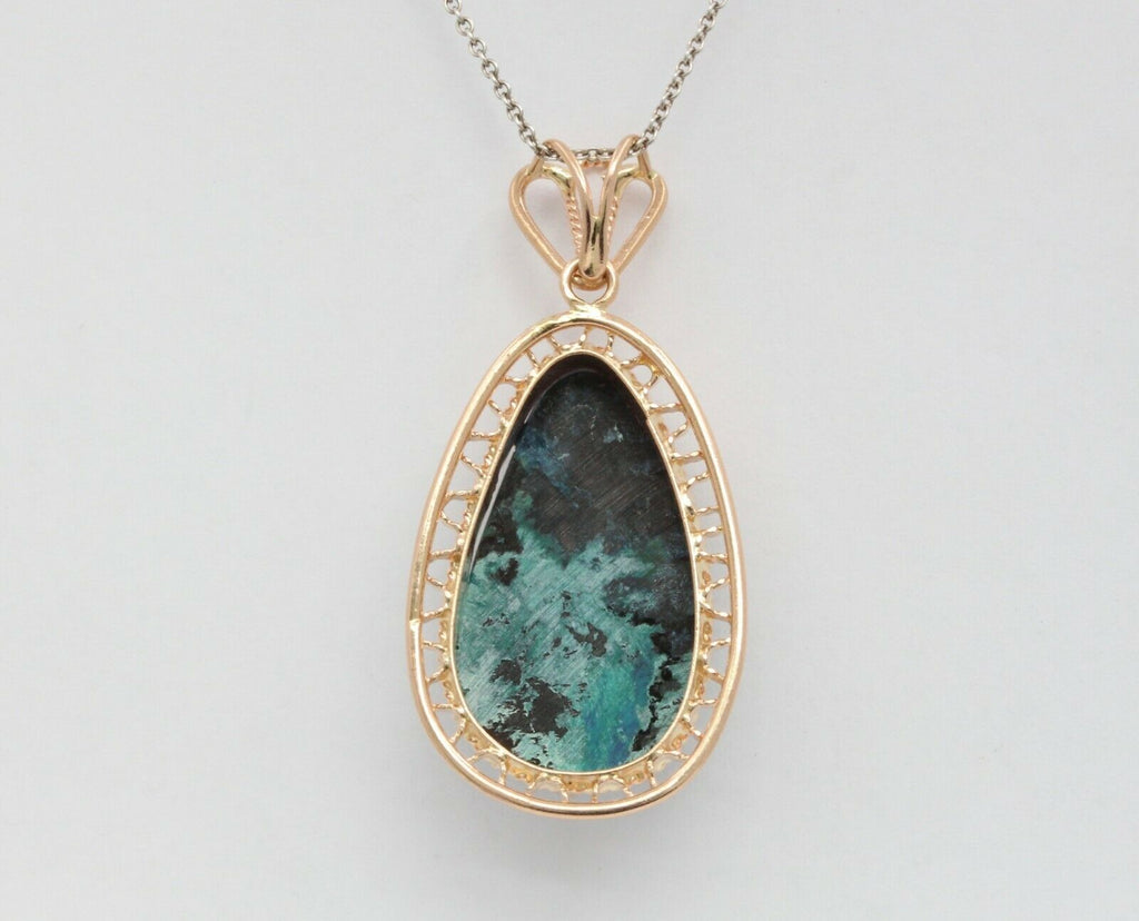 Vintage 14K Yellow Gold Turquoise Pendant
