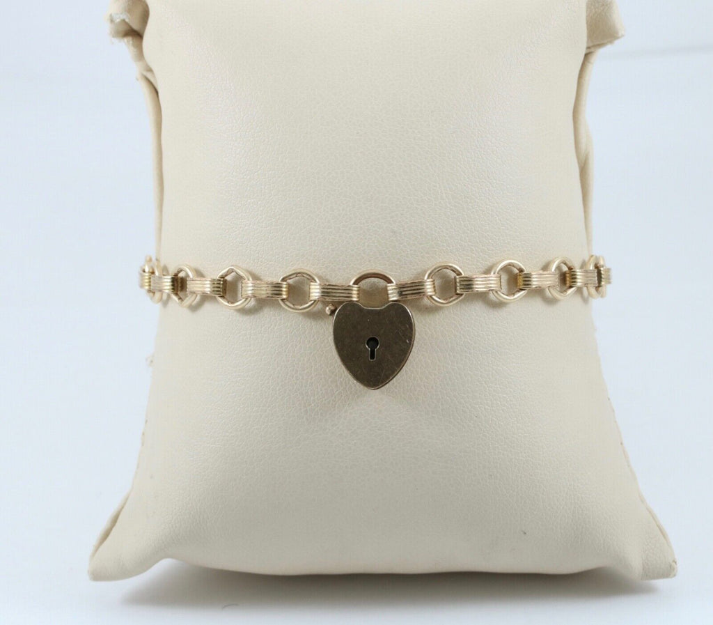 Antique 12K Yellow Gold Heart Padlock Bracelet