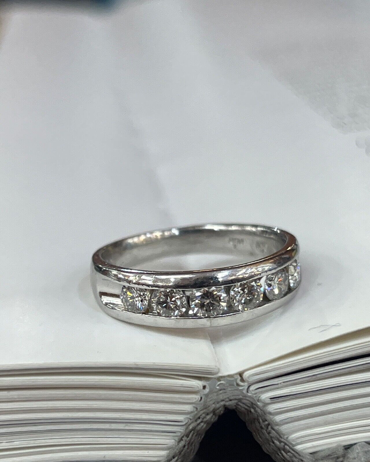 Classic Platinum Six Diamond Half Eternity Band.