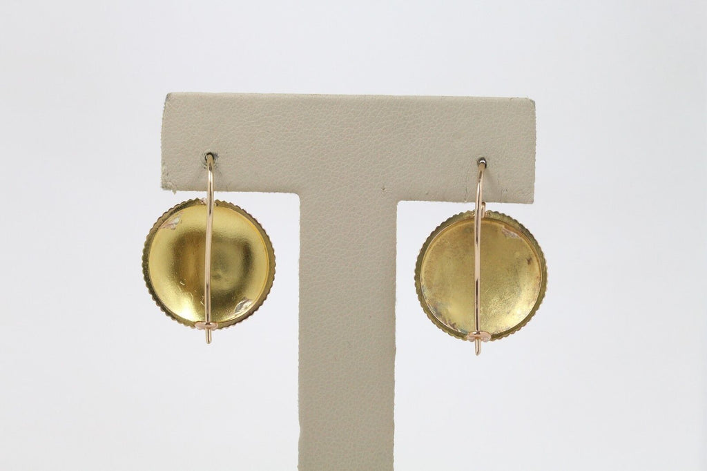 Antique Victorian 14K Yellow Gold Flower Ladies Earrings