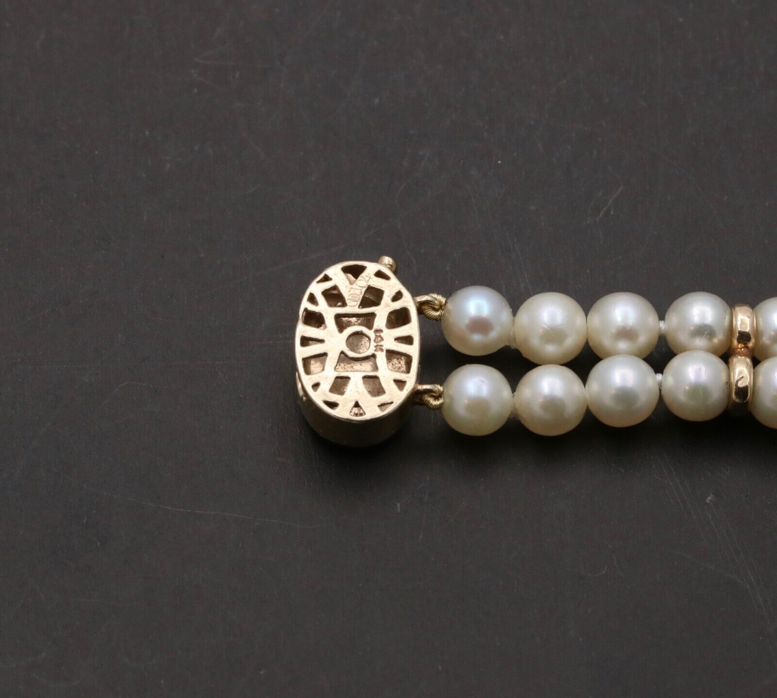 Vintage 14K Yellow Gold Beaded Two Layer Pearl Bridal Bracelets