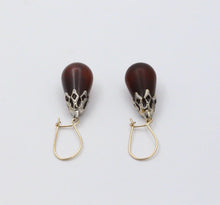 Load image into Gallery viewer, Vintage Amber 14K Sterling Silver Dangle Earrings
