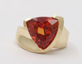 Vintage Trillion Cut Spessartine Garnet 14K Yellow Gold Ring