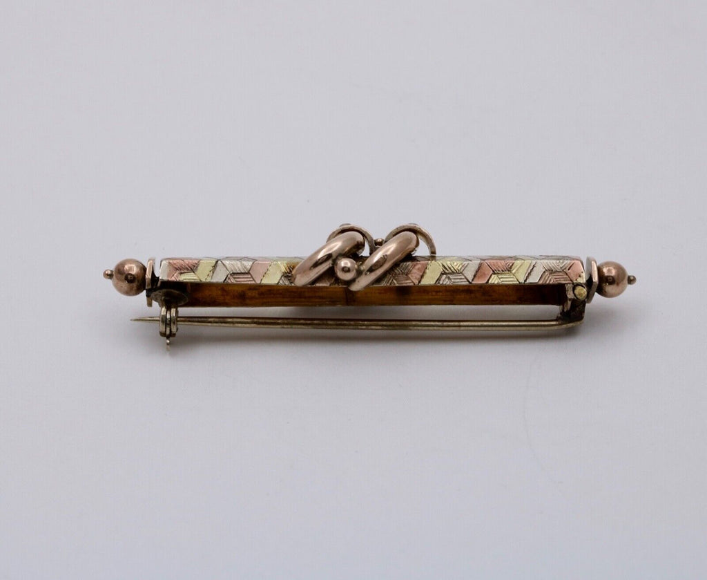 Antique Victorian Tri- Color 10K Gold Pearl Bar Pin, Antique Brooch