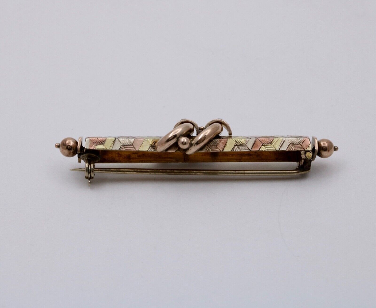 Antique Victorian Tri- Color 10K Gold Pearl Bar Pin, Antique Brooch