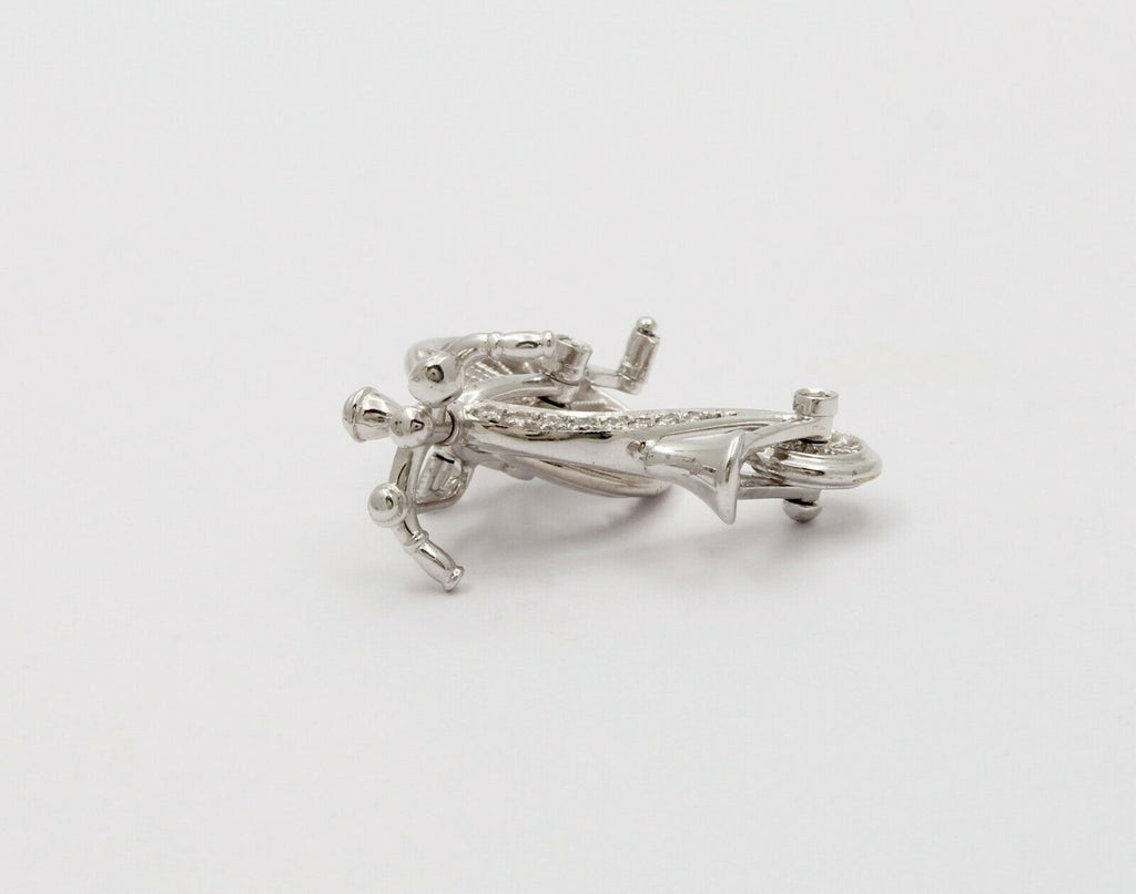 Vintage Bicycle Diamond Movable 18K White Gold Pendant.