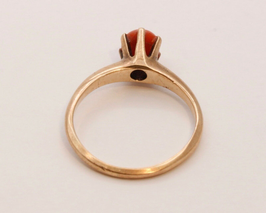 Victorian Ladies Natural Coral 14K Yellow Gold Ring