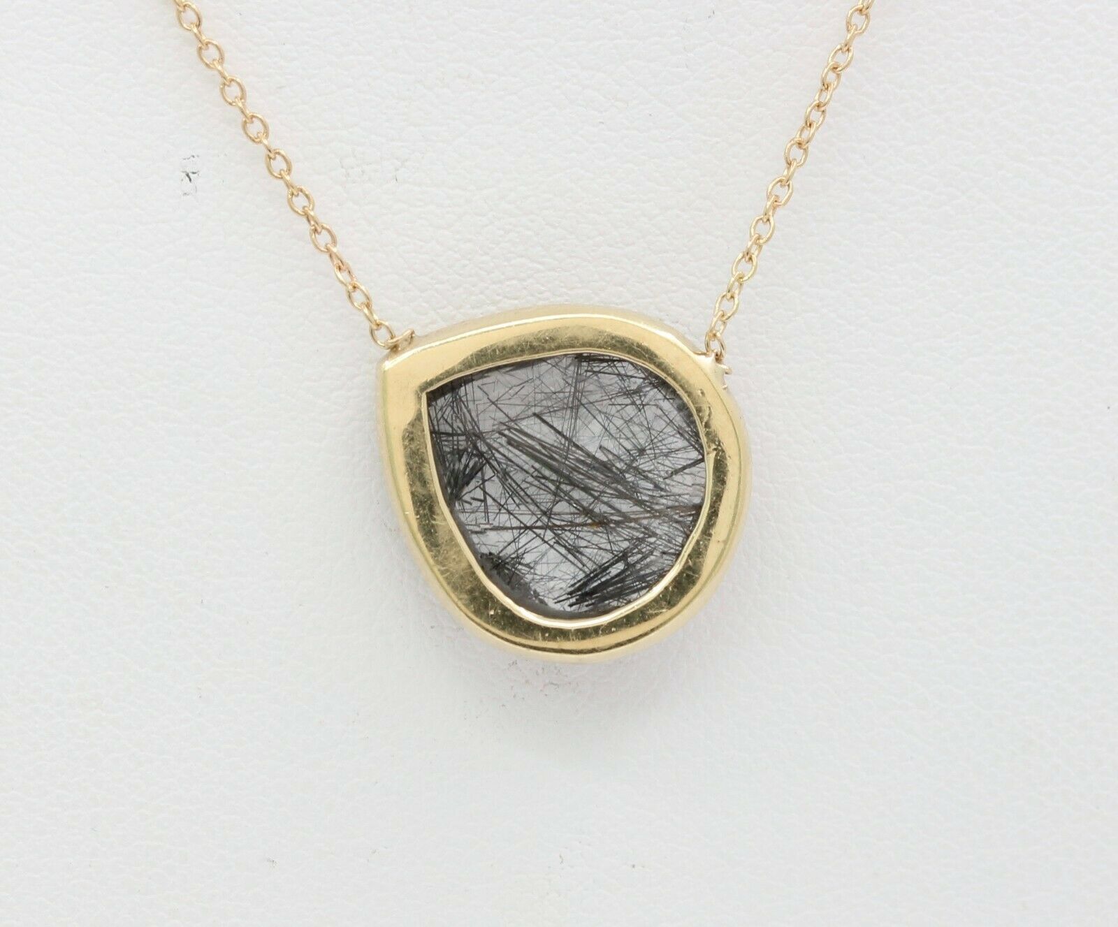 Vintage 14K Yellow Gold Sagenitic Quartz Diamond Pendant