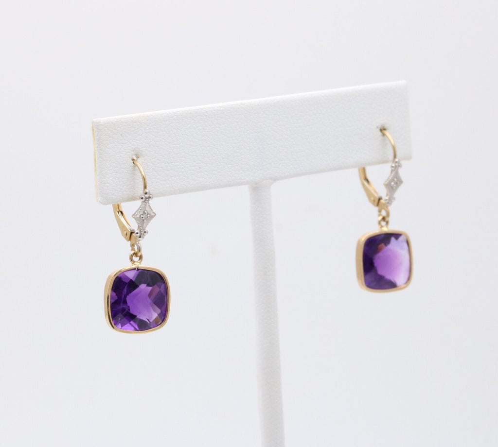 Sweet Vintage 14K Yellow Gold Amethyst Earrings