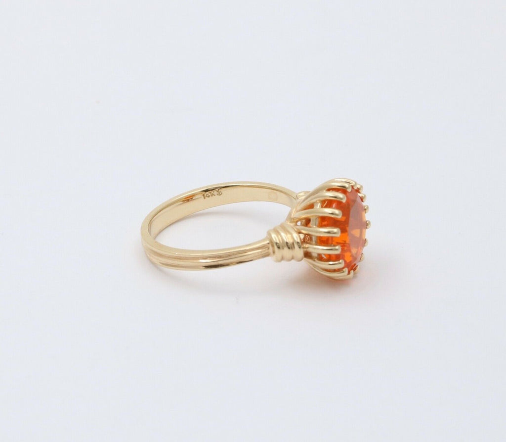 Powerful Orange Mexican Fire Opal 14K Yellow Gold Ring