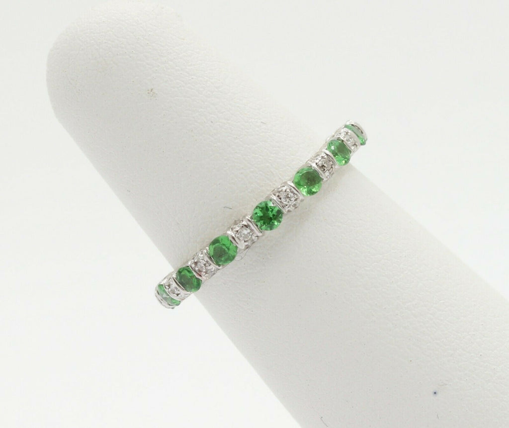 Green Garnet Diamond Eternity Stackable Band
