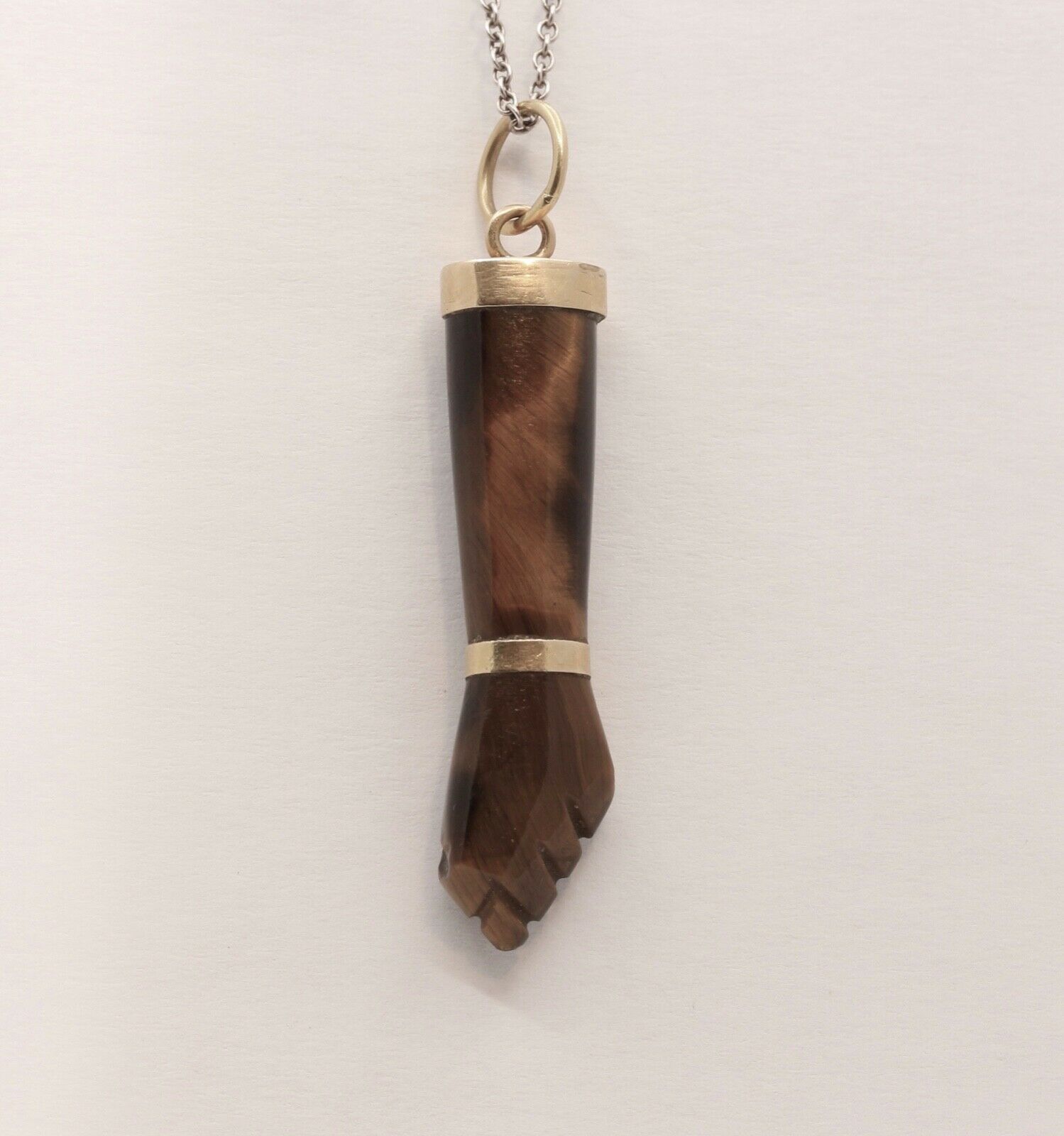Vintage Tiger Eye Figa 18K Yellow Gold Pendant Charm