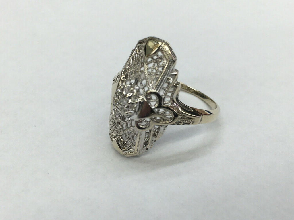 Art Deco Diamond 14K White Gold Reproduction Style Ring
